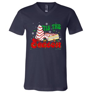 Little Tis' The Season Christmas Tree Cakes Debbie Groovy V-Neck T-Shirt