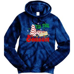 Little Tis' The Season Christmas Tree Cakes Debbie Groovy Tie Dye Hoodie