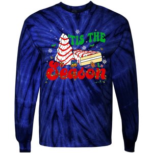 Little Tis' The Season Christmas Tree Cakes Debbie Groovy Tie-Dye Long Sleeve Shirt