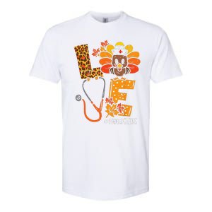 Love Turkey Thanksgiving Nurse Life Fall Scrub Top Funny Softstyle CVC T-Shirt