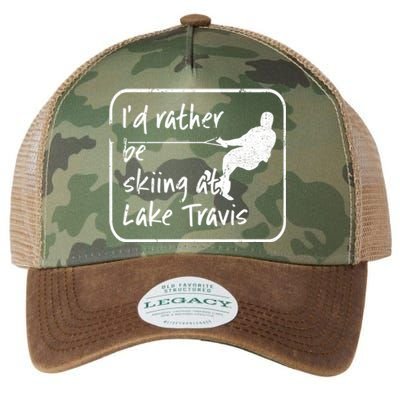 Lake Travis Texas Id Rather Be Water Skiing Cute Gift Legacy Tie Dye Trucker Hat