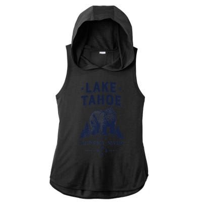 Lake Tahoe Tees California Nevada Vintage Bear Gift Ladies PosiCharge Tri-Blend Wicking Draft Hoodie Tank