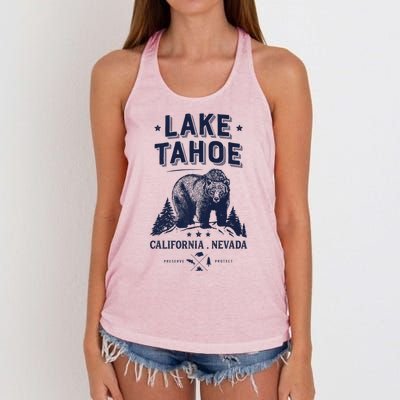 Lake Tahoe Tees California Nevada Vintage Bear Gift Women's Knotted Racerback Tank