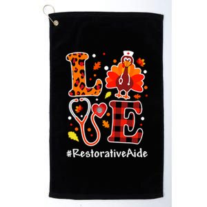 Love Turkey Thanksgiving Restorative Aide Fall Leopard Plaid Cute Gift Platinum Collection Golf Towel