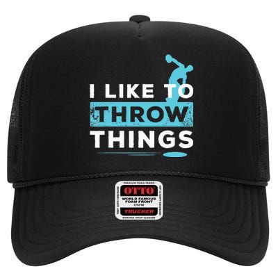 Like Things Track Field Discus Athlete Throw High Crown Mesh Back Trucker Hat