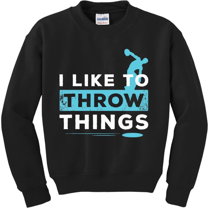 Like Things Track Field Discus Athlete Throw Kids Sweatshirt