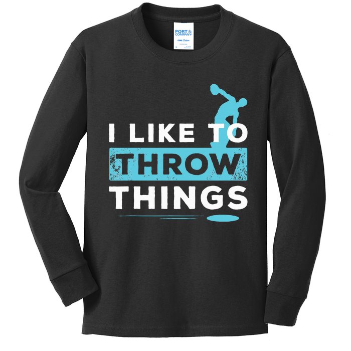 Like Things Track Field Discus Athlete Throw Kids Long Sleeve Shirt