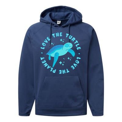 Love The Turtle Love The Planet Performance Fleece Hoodie