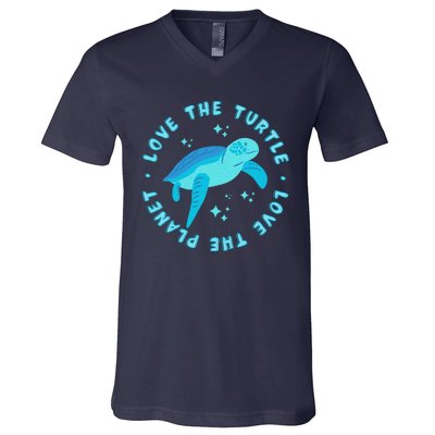 Love The Turtle Love The Planet V-Neck T-Shirt