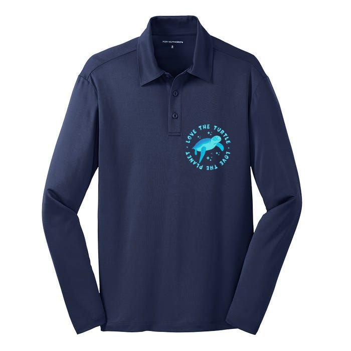 Love The Turtle Love The Planet Silk Touch Performance Long Sleeve Polo