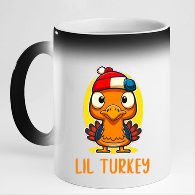 Lil Turkey Thanksgiving Toddler Boys Cute Funny 11oz Black Color Changing Mug