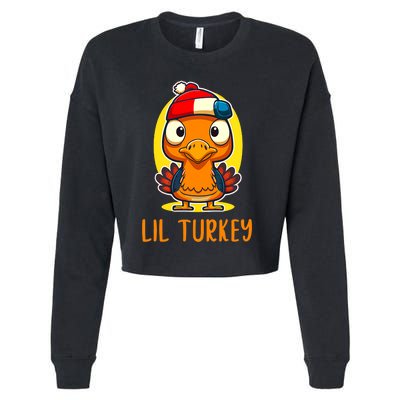 Lil Turkey Thanksgiving Toddler Boys Cute Funny Cropped Pullover Crew