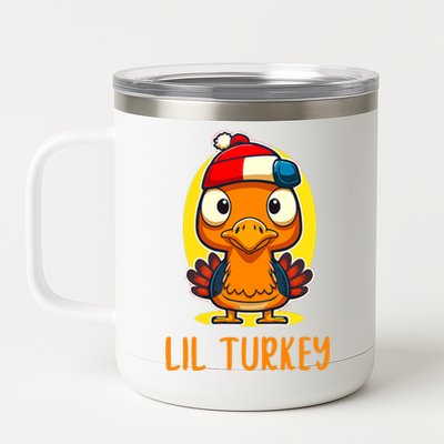 Lil Turkey Thanksgiving Toddler Boys Cute Funny 12 oz Stainless Steel Tumbler Cup