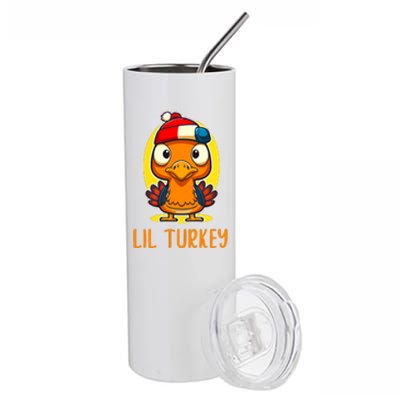 Lil Turkey Thanksgiving Toddler Boys Cute Funny Stainless Steel Tumbler