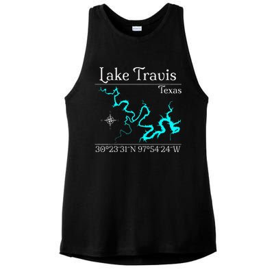 Lake Travis Texas Ladies PosiCharge Tri-Blend Wicking Tank