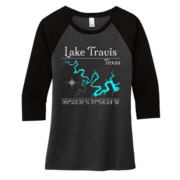 Lake Travis Texas Women's Tri-Blend 3/4-Sleeve Raglan Shirt