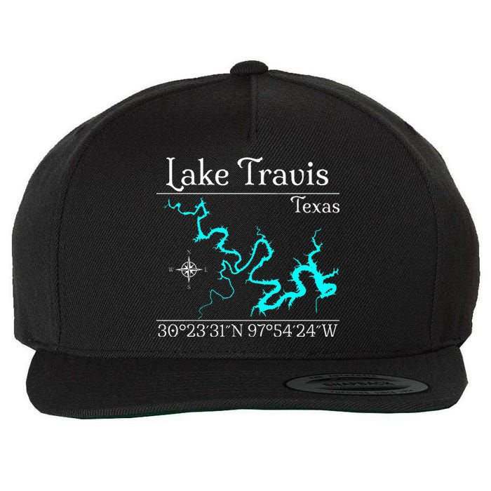 Lake Travis Texas Wool Snapback Cap