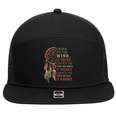 Listen To The Wind It Talks Dreamcatcher 7 Panel Mesh Trucker Snapback Hat