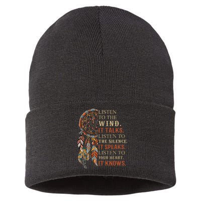 Listen To The Wind It Talks Dreamcatcher Sustainable Knit Beanie