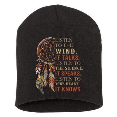 Listen To The Wind It Talks Dreamcatcher Short Acrylic Beanie