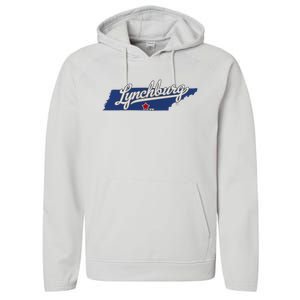 Lynchburg Tennessee Tn Map Performance Fleece Hoodie