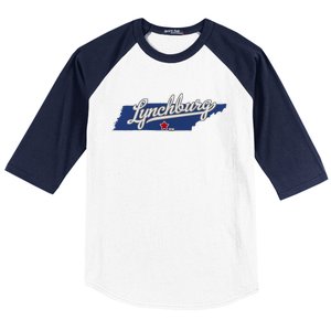 Lynchburg Tennessee Tn Map Baseball Sleeve Shirt