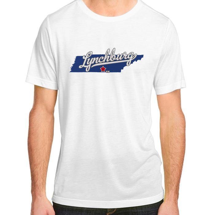 Lynchburg Tennessee Tn Map Adult ChromaSoft Performance T-Shirt