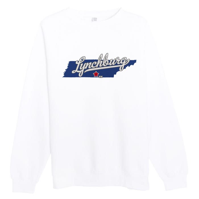 Lynchburg Tennessee Tn Map Premium Crewneck Sweatshirt