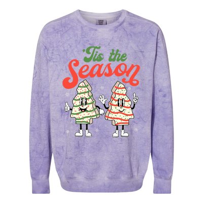 Little Tis' The Season Christmas Tree Cakes Debbie Becky Jen Great Gift Colorblast Crewneck Sweatshirt