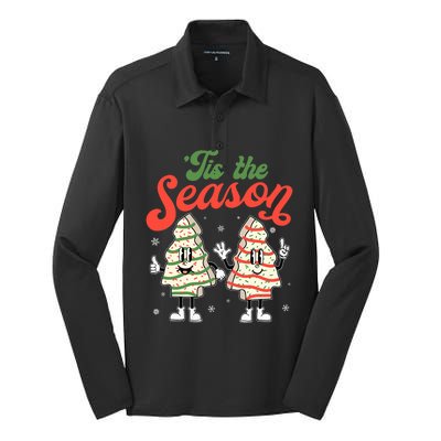 Little Tis' The Season Christmas Tree Cakes Debbie Becky Jen Great Gift Silk Touch Performance Long Sleeve Polo