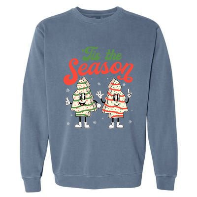 Little Tis' The Season Christmas Tree Cakes Debbie Becky Jen Great Gift Garment-Dyed Sweatshirt