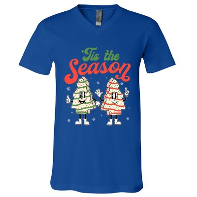 Little Tis' The Season Christmas Tree Cakes Debbie Becky Jen Great Gift V-Neck T-Shirt