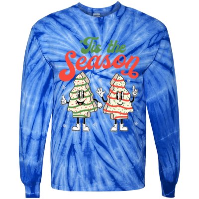 Little Tis' The Season Christmas Tree Cakes Debbie Becky Jen Great Gift Tie-Dye Long Sleeve Shirt