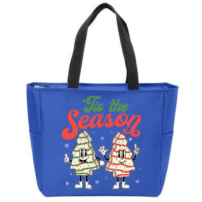 Little Tis' The Season Christmas Tree Cakes Debbie Becky Jen Great Gift Zip Tote Bag