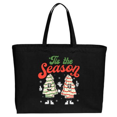 Little Tis' The Season Christmas Tree Cakes Debbie Becky Jen Great Gift Cotton Canvas Jumbo Tote