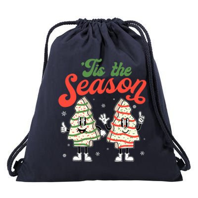 Little Tis' The Season Christmas Tree Cakes Debbie Becky Jen Great Gift Drawstring Bag