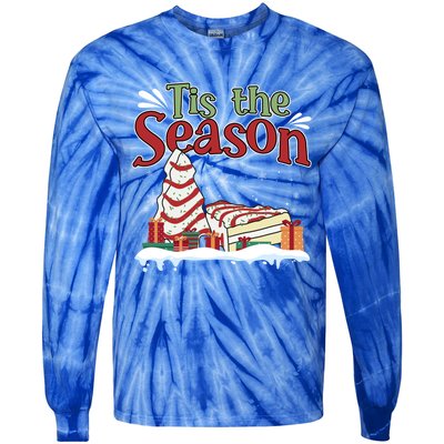 Little Tis' The Season Christmas Tree Cakes Debbie Xmas Cool Gift Tie-Dye Long Sleeve Shirt