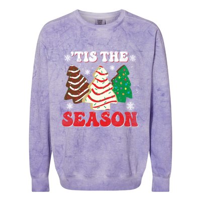 Little Tis' The Season Christmas Tree Cakes Xmas Holidays Gift Colorblast Crewneck Sweatshirt