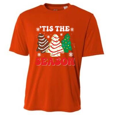 Little Tis' The Season Christmas Tree Cakes Xmas Holidays Gift Cooling Performance Crew T-Shirt