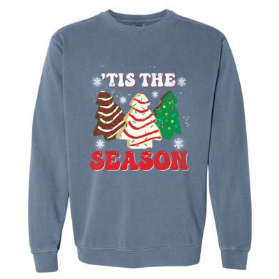 Little Tis' The Season Christmas Tree Cakes Xmas Holidays Gift Garment-Dyed Sweatshirt