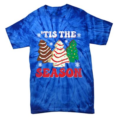 Little Tis' The Season Christmas Tree Cakes Xmas Holidays Gift Tie-Dye T-Shirt