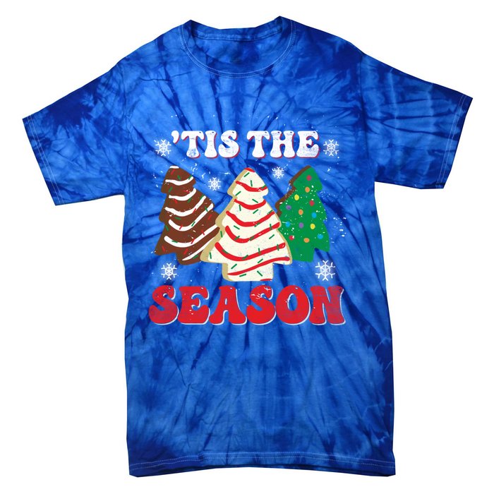 Little Tis' The Season Christmas Tree Cakes Xmas Holidays Gift Tie-Dye T-Shirt