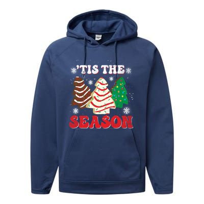 Little Tis' The Season Christmas Tree Cakes Xmas Holidays Gift Performance Fleece Hoodie