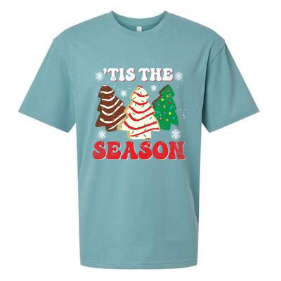 Little Tis' The Season Christmas Tree Cakes Xmas Holidays Gift Sueded Cloud Jersey T-Shirt