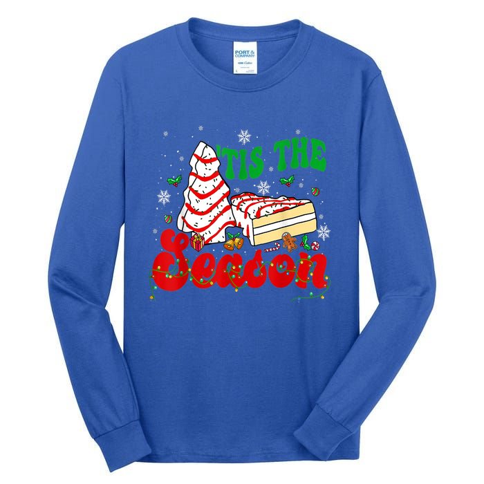 Little Tis' The Season Christmas Tree Cakes Debbie Groovy Gift Tall Long Sleeve T-Shirt