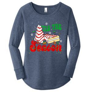 Little Tis' The Season Christmas Tree Cakes Debbie Groovy Gift Women's Perfect Tri Tunic Long Sleeve Shirt