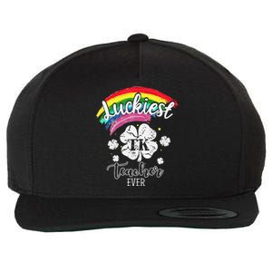 Luckiest TK Teacher Ever Shamrock St Patricks Day Wool Snapback Cap