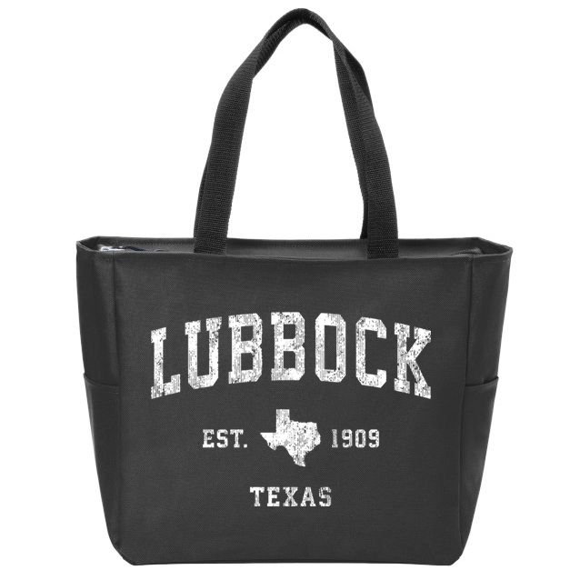 Lubbock Texas Tx Vintage Athletic Sports Zip Tote Bag
