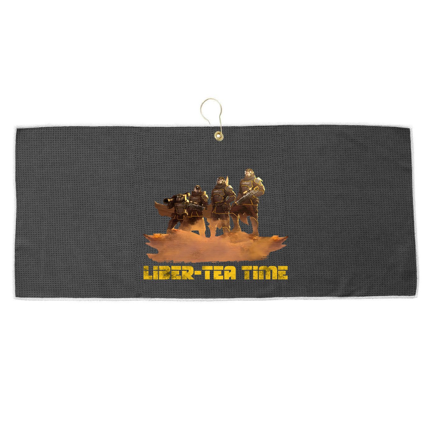 Liber Tea Time Hell Of Diver Helldiving Lovers Outfit Large Microfiber Waffle Golf Towel