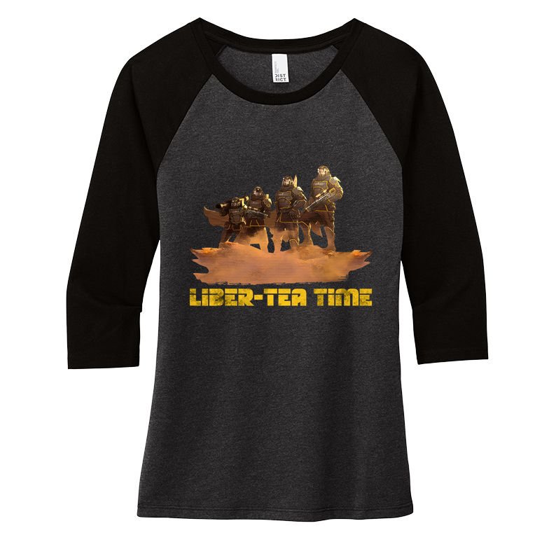 Liber Tea Time Hell Of Diver Helldiving Lovers Outfit Women's Tri-Blend 3/4-Sleeve Raglan Shirt